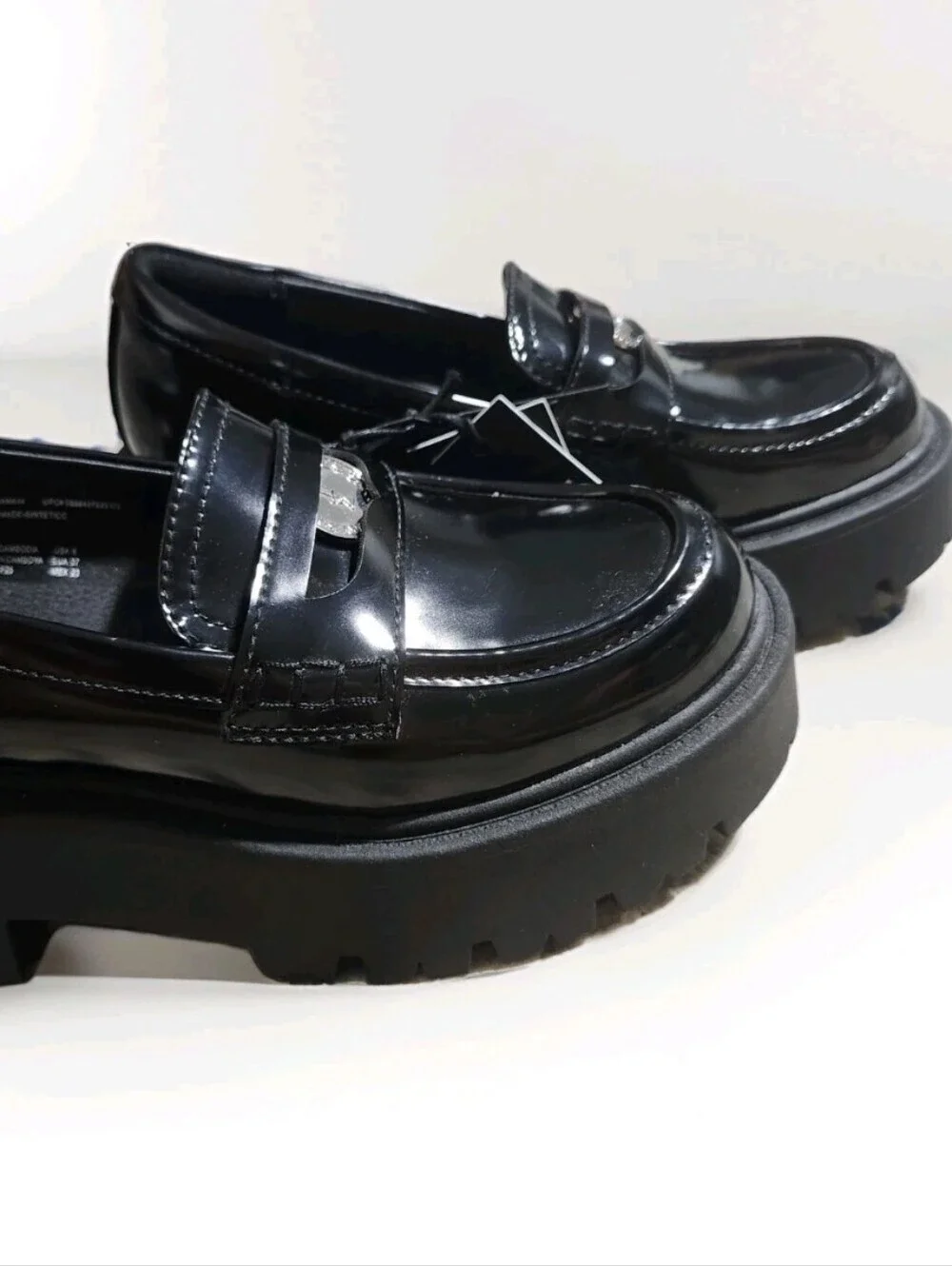 Madden NYC Platform Lug Penny Loafers Womens 6 Black Slip On Shoes Punk Grunge